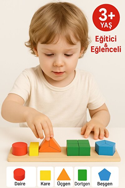 TOYFEST 3D Wooden Geometric Blocks – Motor Skills and Coordination Game with Colorful Educational Shapes