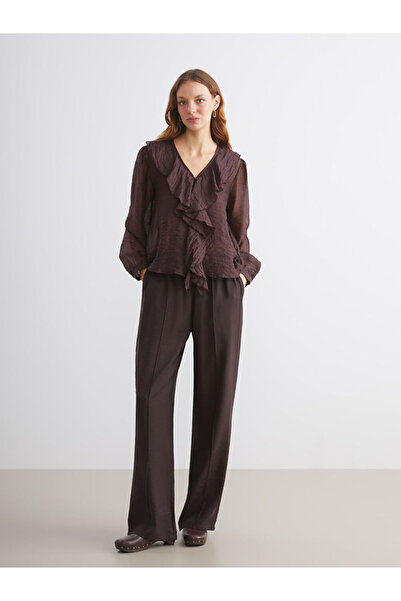 LC Waikiki Sparkling Choices from Shining Store | V-Neck Ruffled Chiffon Blouse