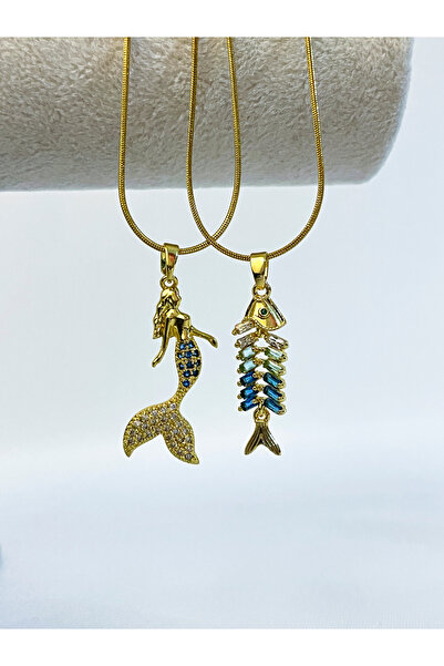 Berilya Aksesuar Çelik Zincirli Deniz Kızı ve Hareketli Kılçık Figürlü Kadın ...