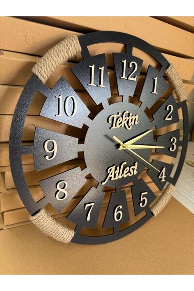 SHELİFE Kişiye Özel isimli Ahşap Dekoratif Halatlı Duvar Saati