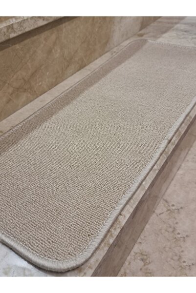 Nurteks Krem Merdiven Halısı Yapışkanlı Basamak Halısı