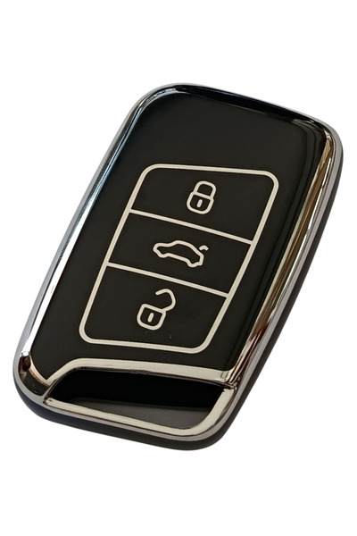 Kasey Volkswagen Passat B8 Skoda Superb Kodiaq Compatible Smart Key Case Auto Keychain Black Silver