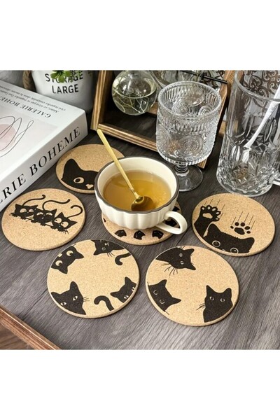 esdekor 6 Pack Whimsycat Carved Mushroom Coasters, Hand Washable Table Mats