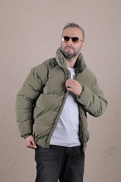 OHEPMODA Men's Puffer Jacket with Cross Pockets
