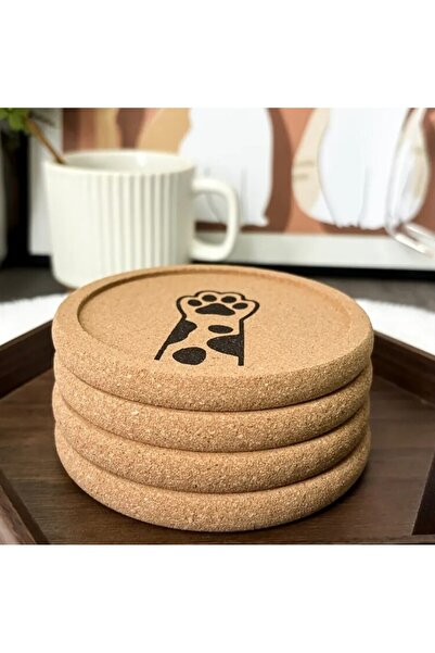 esdekor 4Pcs Creative Mushroom Coasters Engraved Cute for Cat Lovers