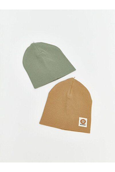 LC Waikiki Brown Embroidered Baby Boy Beanie Set of 2