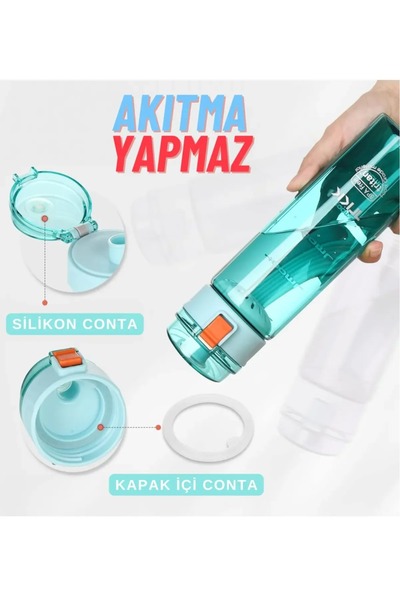 tüftürük TKK 550ml Tritan Water Bottle with Strawless Comfortable Drinking Lockable Lid and Carrying Handle
