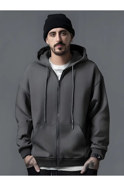 EXPECTED Ανδρικό φούτερ με φερμουάρ oversized με κουκούλα