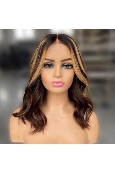 Bella Natural Hair Wig HD Roots 14 Inch Brown Highlighted (Layla)