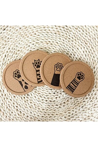 esdekor 4Pcs Creative Mushroom Coasters Engraved Cute for Cat Lovers