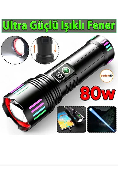 goldixpir 80 W 3000 LÜMENPROFESYONEL GÜÇLÜ POWERBANK ÖZELLİKLİ EL FENERİ GÖST...