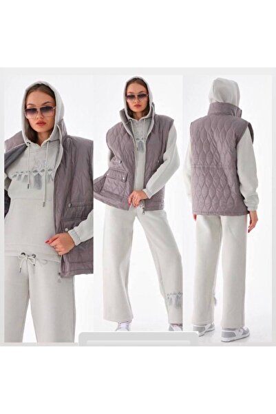 ELEWOMEN مجموعة نسائية سميكة من 3 قطع مع فرو من الداخل من ELEGANTWOMEN