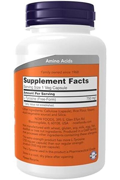 Now Foods, L-Tyrosine, Extra Strength, 750 mg, 90 Vegetarian Capsules, L-Carnitine
