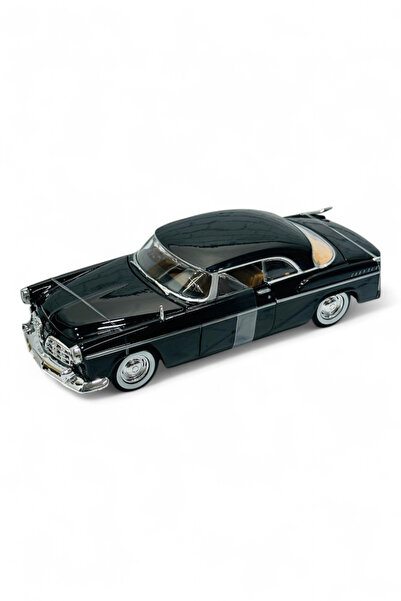 Peda Toy Çek Bırak Metal Model Oyuncak Klasik Araba 1955 Chrysler C300 Siyah 1.24
