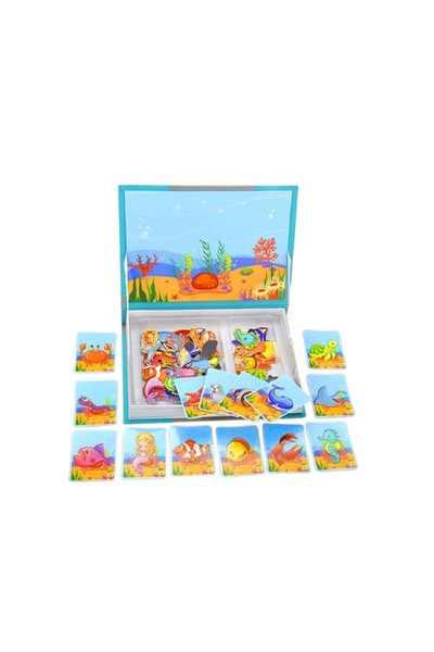 Picodino Magnetic Puzzle Book Marine Figures – Educational Game with 61 Magnetic Pieces and 14 Cards