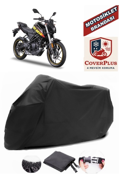 CoverPlus Siyah Voge 125 R Motorsiklet Brandası,Motor Örtüsü Bağlantı Tokalı Premium Kalite