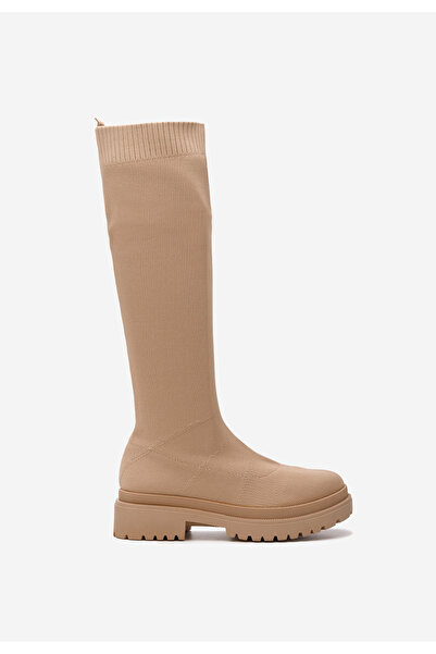 B T Shoes Khaki dámské ponožkové kozačky Olvera