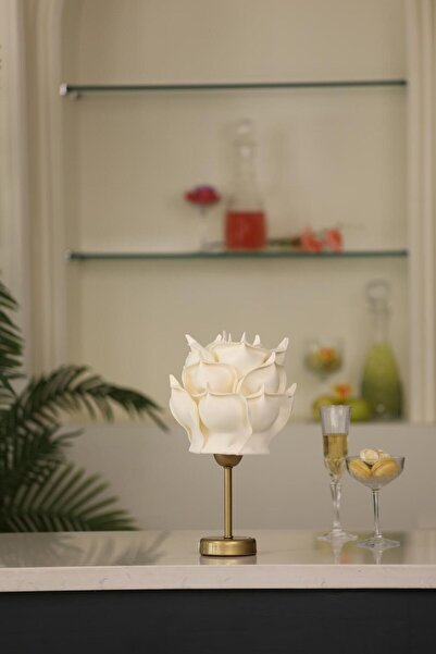 Maison Avf Krem Eva Gül Tasarım Kablosuz Şarjlı Masa Lambası - Alt Uzun Eskit...