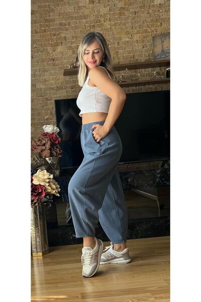 Cardella Kadın %100 Pamuk Gabardin Cepli Şalvar Pantolon