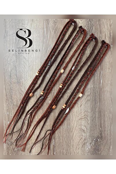 Selin Bengi 12 قطعة من مشبك راستا ميكس محبوك - أحمر بني وأحمر نحاسي