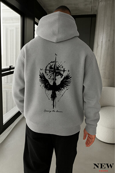 New Shine سويت شيرت مطبوع عليه بوصلة النسر