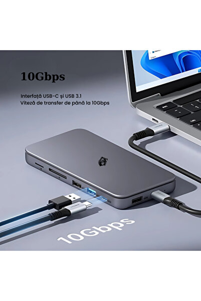 AresShield A.Shield One 9-in-1 USB-C Dock/Hub with M.2 NVMe SSD support, HDMI 4K, 100W PD, SD/TF