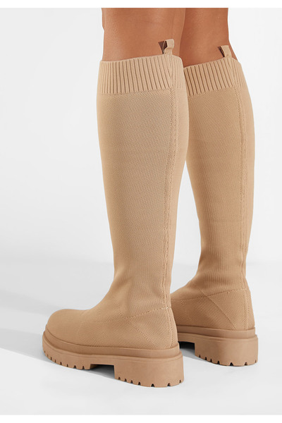 B T Shoes Khaki dámské ponožkové kozačky Olvera