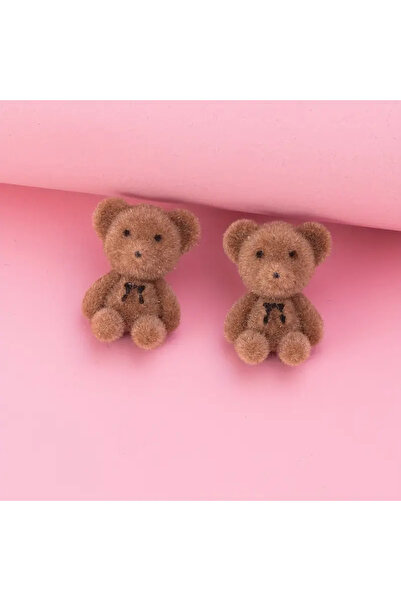 MAVIGOK Sevimli kahverengi haki hayvan küpe Peluş tavşan ayı küpeler kızlar i...