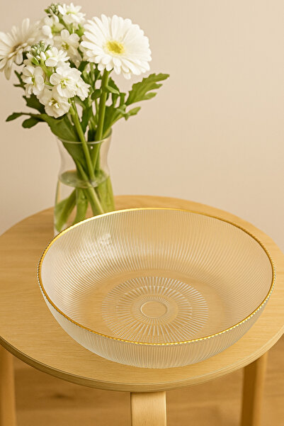 SOFT GOLD YALDIZLI 24 CM YUVARLAK SUNUMLUK SALATA/MEYVE KASESİ