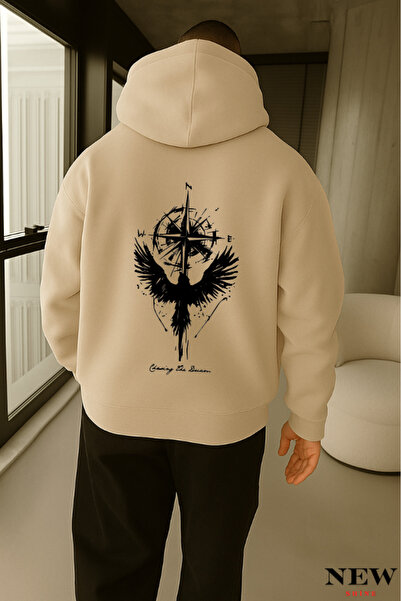 New Shine سويت شيرت مطبوع عليه بوصلة النسر