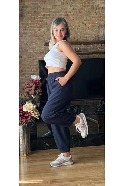 Cardella Women's 100% Cotton Gabardine Pocket Baggy Trousers