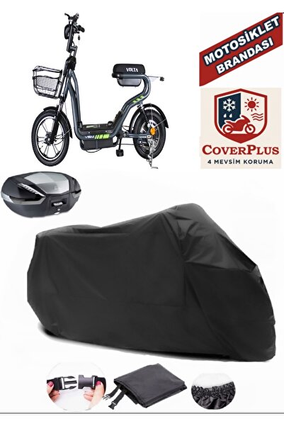CoverPlus Siyah Volta VSM Motosiklet Brandası Arka Çanta Uyumlu,Lastikli,Bağlantı Tokalı