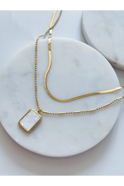 CHARMLUCKY ÇELİK SEDEFLİ 2Lİ KOLYE