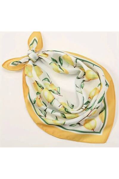 STEELVA Lemon Patterned Square Shawl Neck Strap, Bandana, Scarf