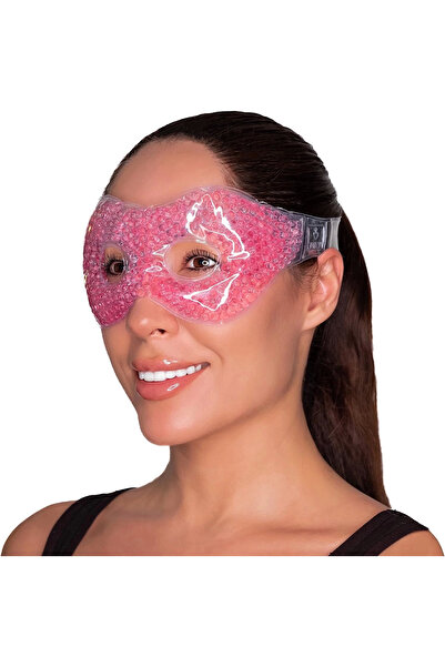 thebestnzm Pembe Jel Boncuklu Göz Maskesi, Soğuk & Sıcak Kullanım Rahatlatıcı Terapi Maskesi