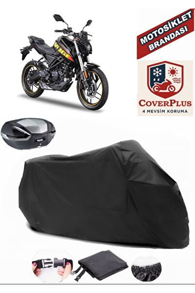 CoverPlus Siyah Voge 125 R Motosiklet Brandası Arka Çanta Uyumlu,Lastikli,Bağlantı Tokalı