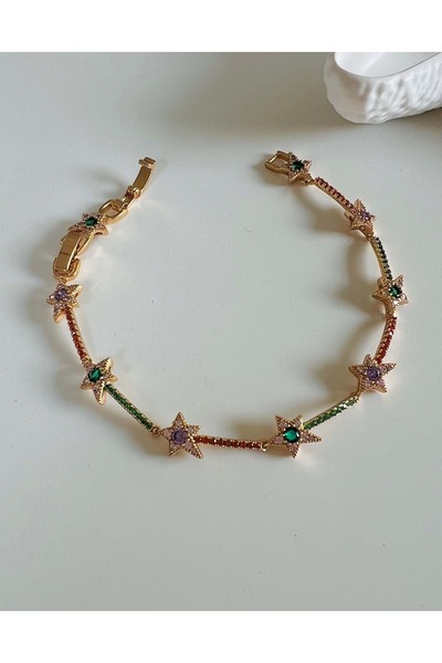 ACAR TAKI Xuping Colorful Stone, Star Bracelet 17+2 Cm-Rose Color Acr6257