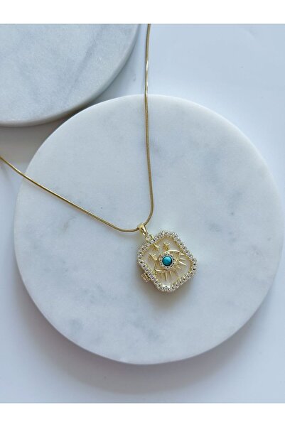 CHARMLUCKY ÇELİK VİNTAGE GÖZ KOLYE