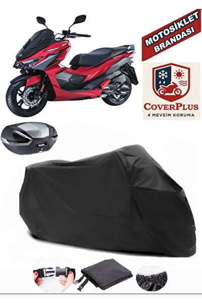 CoverPlus Siyah Sym Jet X 125 Motosiklet Brandası Arka Çanta Uyumlu,Lastikli,...