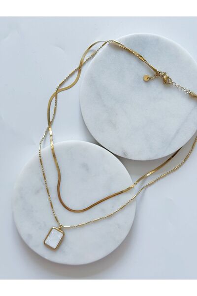 CHARMLUCKY ÇELİK SEDEFLİ 2Lİ KOLYE