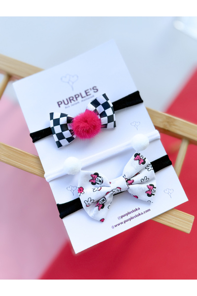 PURPLE'S BİR TUTAM MUTLULUK Handcrafted Newborn Compatible Ultra Flexible Baby Hair Band Set