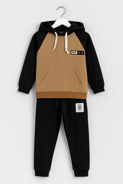 krm kerem bebe Hooded Boys' Plain Double Set