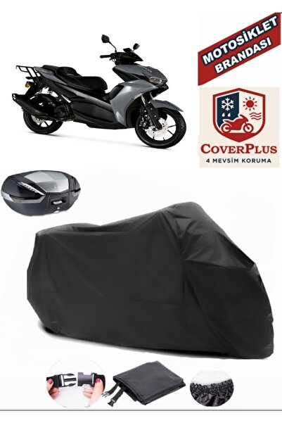 CoverPlus Siyah Rks Arome 125 Motosiklet Brandası Arka Çanta Uyumlu,Lastikli,...