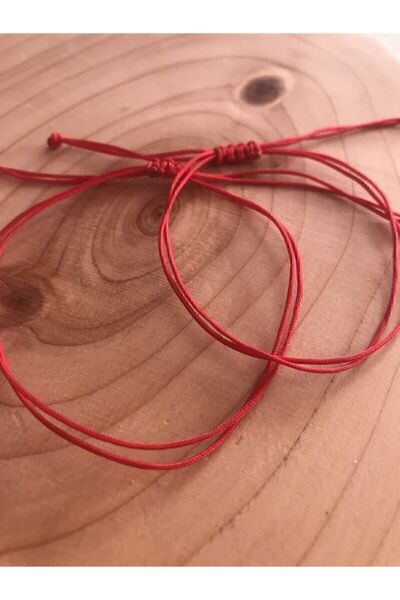 Crystal Atelier Şans Bilekliği Kırmızı Ip 2'li Makrome Detaylı Bileklik