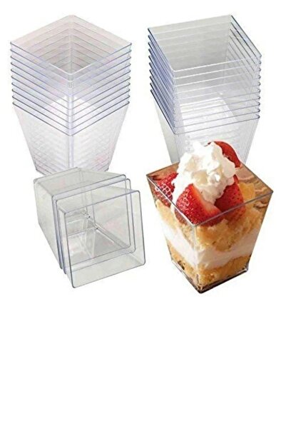 PEMA TEDARİK Prizma Tatlı Salata Sunum Kabı Kristal Mika Kullan At 200CC Sert...