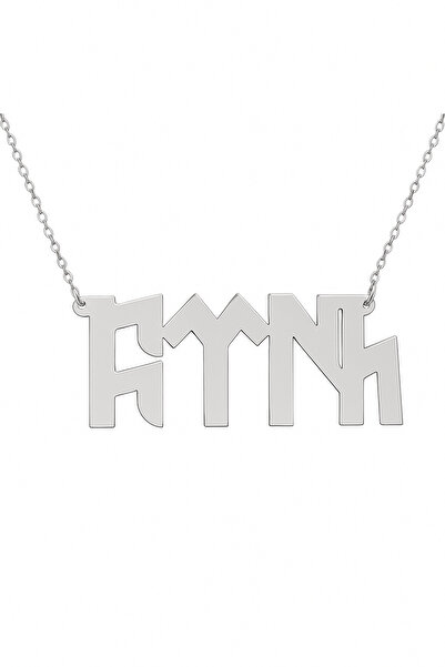 Genel Markalar Göktürkçe Türk Yazılı Kolye 925 Ayar Gümüş Isimli Kolye