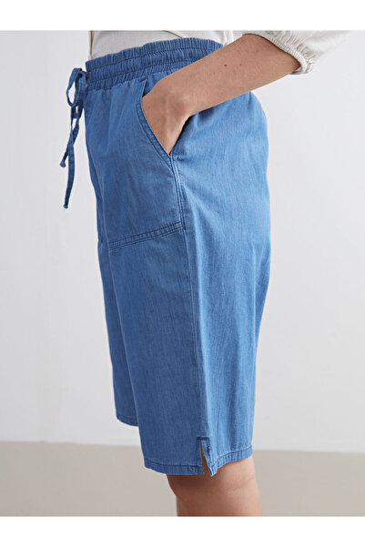LC Waikiki Mavi Beli Lastikli Bermuda Fit Kadın Jean Şort