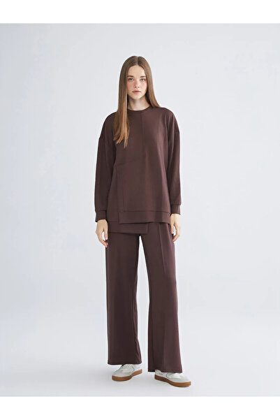 LC Waikiki KOORKahverengi Beli Lastikli Geniş Paça Kadın Eşofman Altı