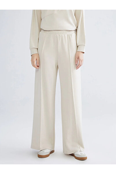 LC Waikiki KOORBej Beli Lastikli Geniş Paça Kadın Eşofman Altı