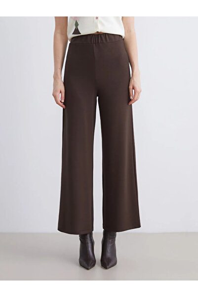 LC Waikiki Γυναικείο φούτερ LCW Comfort καφέ με ελαστική μέση και φαρδύ πόδι